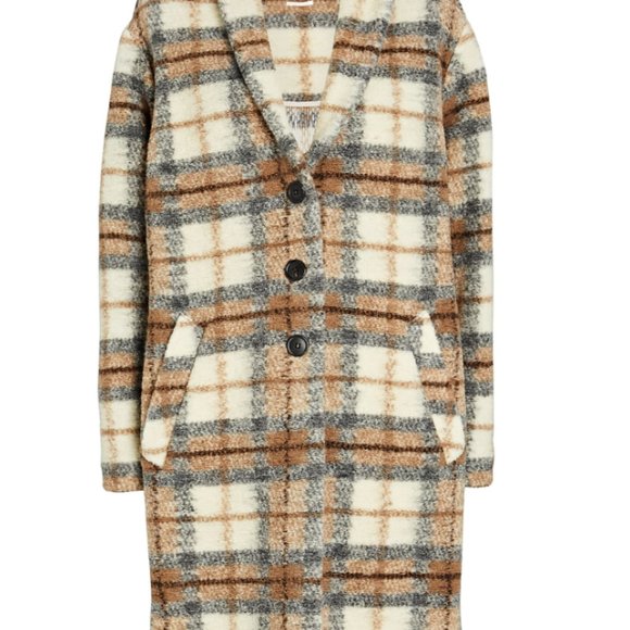 ISABEL MARANT ÉTOILE Gabriel Plaid Flannel Wool-Blend Coat - Picture 3 of 3
